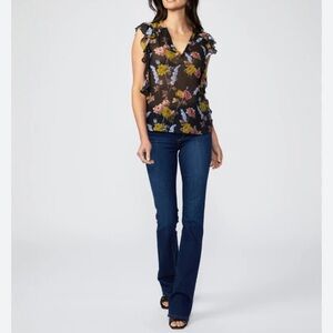 🌹 Paige Silk Floral Genie Top in Black | Size X-Small 🌹